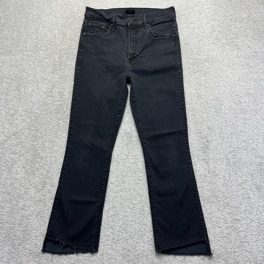 Mother Jeans Womens 29 Black Not Guilty Denim Stretch The Insider Crop Step Fray